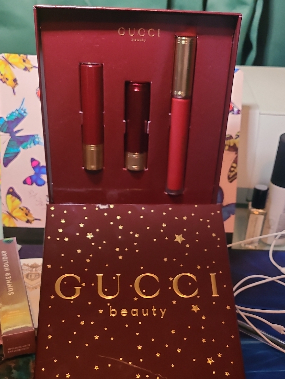 Gucci Beauty Red and Gold Lip Trio Set